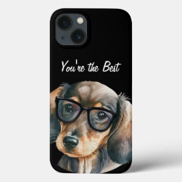 Cute Dachshund met zwarte glazen Case-Mate iPhone Case