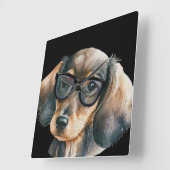 Cute Dachshund met zwarte glazen Vierkante Klok (Hoek)