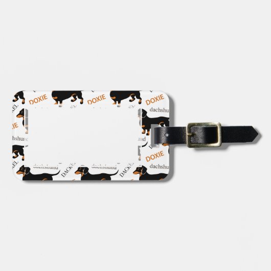 Cute Dachshund of Doxie Pattern Bagagelabel (Voorkant horizontaal)