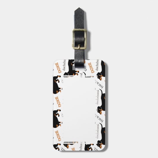 Cute Dachshund of Doxie Pattern Bagagelabel (Voorkant verticaal)