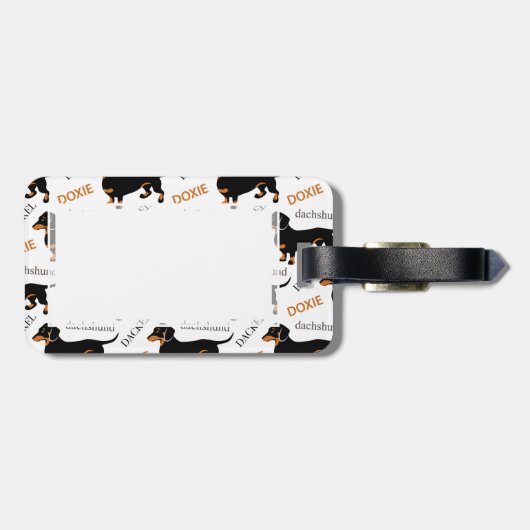 Cute Dachshund of Doxie Pattern Bagagelabel (Achterkant horizontaal)