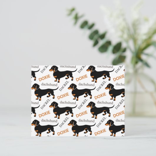 Cute Dachshund of Doxie Pattern Briefkaart (Staand voorkant)