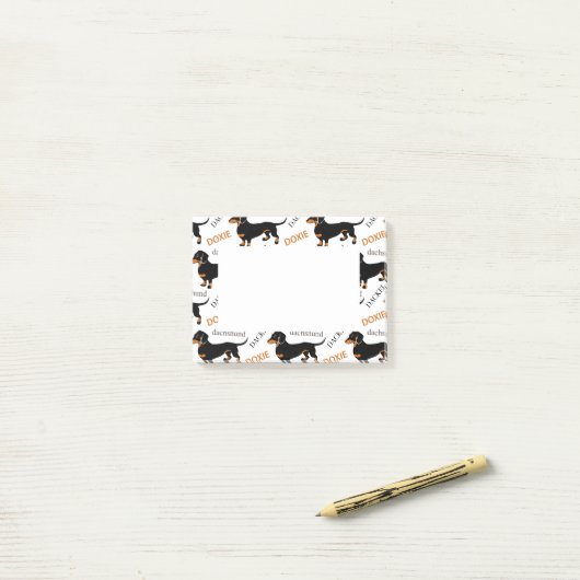Cute Dachshund of Doxie Pattern Post-it® Notes (Op bureau)