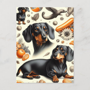 Cute Dachshund Pattern Briefkaart