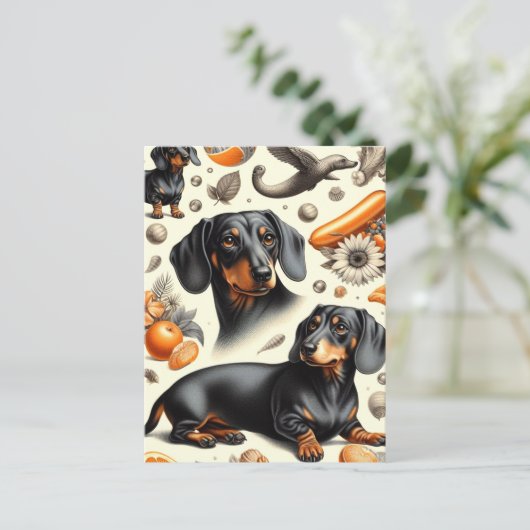 Cute Dachshund Pattern Briefkaart (Staand voorkant)