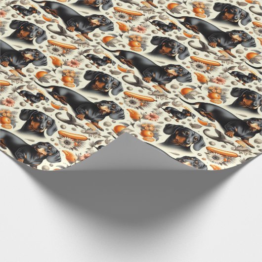 Cute Dachshund Pattern Cadeaupapier (Hoek)