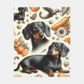 Cute Dachshund Pattern Fleece Deken (Voorkant)