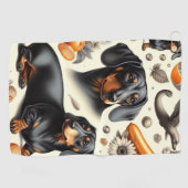 Cute Dachshund Pattern Golfhanddoek (Horizontaal)