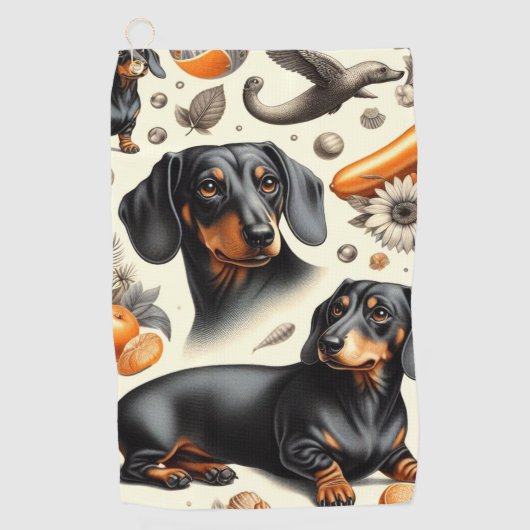 Cute Dachshund Pattern Golfhanddoek (Voorkant)