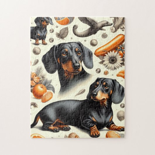 Cute Dachshund Pattern Legpuzzel (Verticaal)
