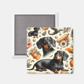 Cute Dachshund Pattern Magneet (Voorkant / Achterkant)