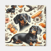 Cute Dachshund Pattern Magneet (Voorkant)
