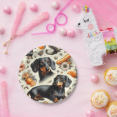 Cute Dachshund Pattern Papieren Bordje (Feest)