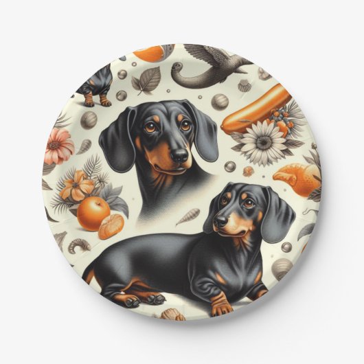 Cute Dachshund Pattern Papieren Bordje (Voorkant)
