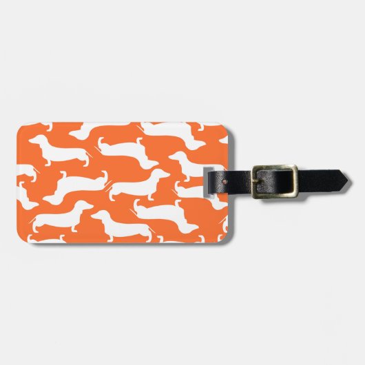 Cute Dachshund Pattern Perfect Gift for Doxie Love Bagagelabel (Voorkant horizontaal)