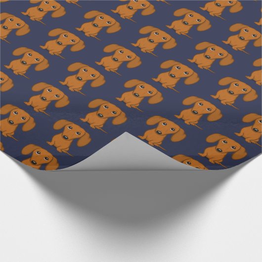Cute Dachshund Pattern | Red Wiener Dogs Cadeaupapier (Hoek)