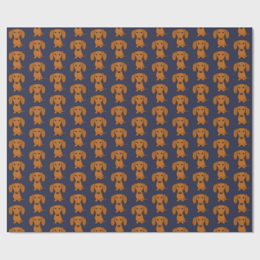 Cute Dachshund Pattern | Red Wiener Dogs Cadeaupapier (Vlak)