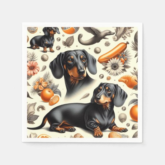 Cute Dachshund Pattern Servet (Voorkant)