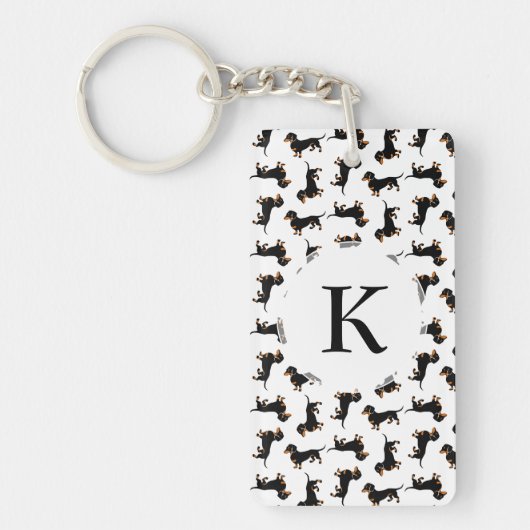 Cute Dachshund Pattern Sleutelhanger (Voorkant)