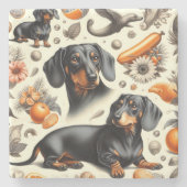 Cute Dachshund Pattern Stenen Onderzetter (Voorkant)