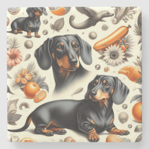 Cute Dachshund Pattern Stenen Onderzetter
