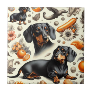 Cute Dachshund Pattern Tegeltje