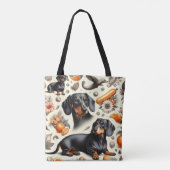 Cute Dachshund Pattern Tote Bag (Achterkant)