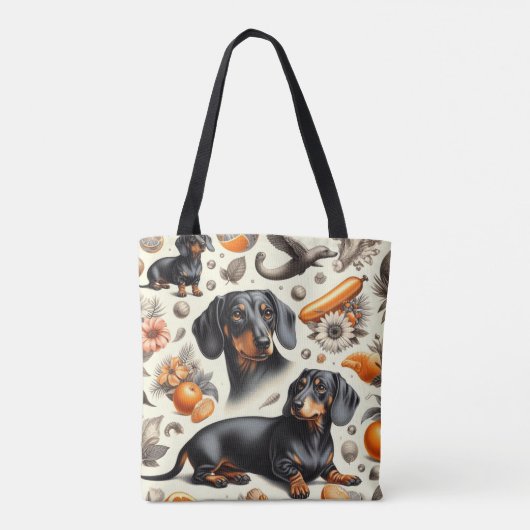 Cute Dachshund Pattern Tote Bag (Achterkant)