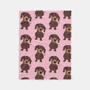 Cute Dachshund Pink Fleece Blanket Deken