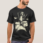 Cute Dachshund Playing Drums Funny Music Sausage D T-shirt (Voorkant)