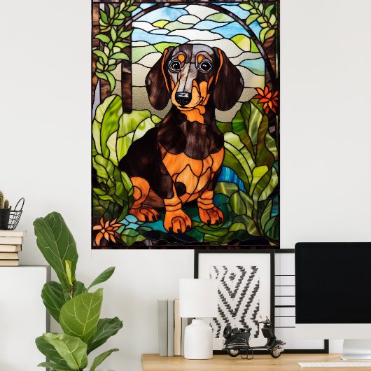 Cute Dachshund Portrait Poster (Thuiskantoor)