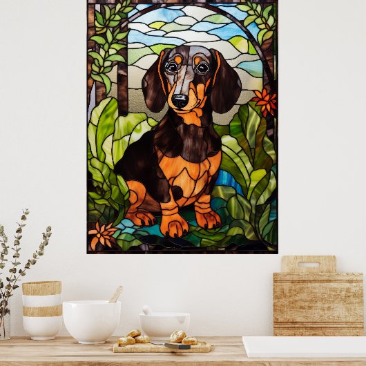 Cute Dachshund Portrait Poster (Keuken)