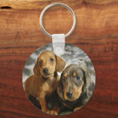Cute Dachshund-Puppies (bruin/zwart) Sleutelhanger (Voorkant)