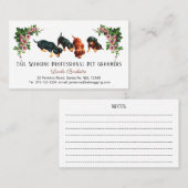 Cute Dachshund Puppies Pet Grooming Floral Visitekaartje (Voorkant / Achterkant)