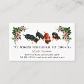 Cute Dachshund Puppies Pet Grooming Floral Visitekaartje (Voorkant)
