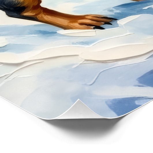 Cute Dachshund Puppy Cozy Winter Scarf Art Perfect Poster (Hoek)