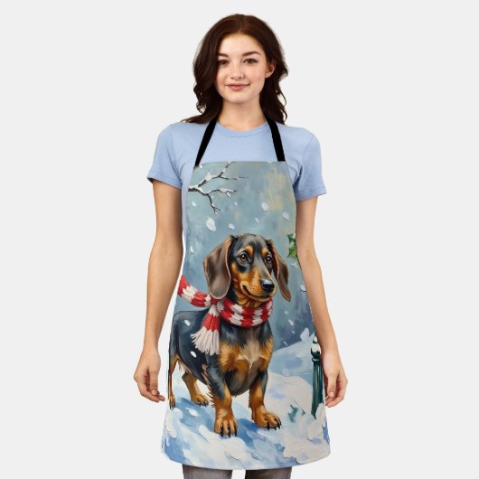 Cute Dachshund Puppy Cozy Winter Scarf Art Schort (Gedragen)