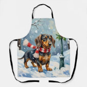 Cute Dachshund Puppy Cozy Winter Scarf Art Schort (Voorkant)
