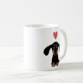 Cute Dachshund Puppy Dog met Valentijn Heart Koffiemok (Voorkant rechts)