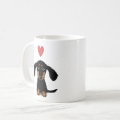 Cute Dachshund Puppy Dog met Valentijn Heart Koffiemok (Voorkant links)