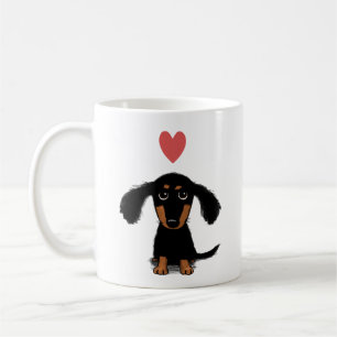Cute Dachshund Puppy Dog met Valentijn Heart Koffiemok