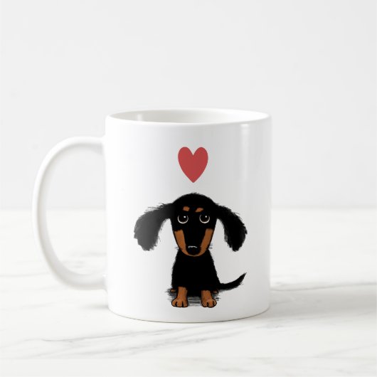 Cute Dachshund Puppy Dog met Valentijn Heart Koffiemok (Links)