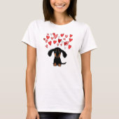 Cute Dachshund Puppy Dog met Valentijn Hearts T-shirt (Voorkant)