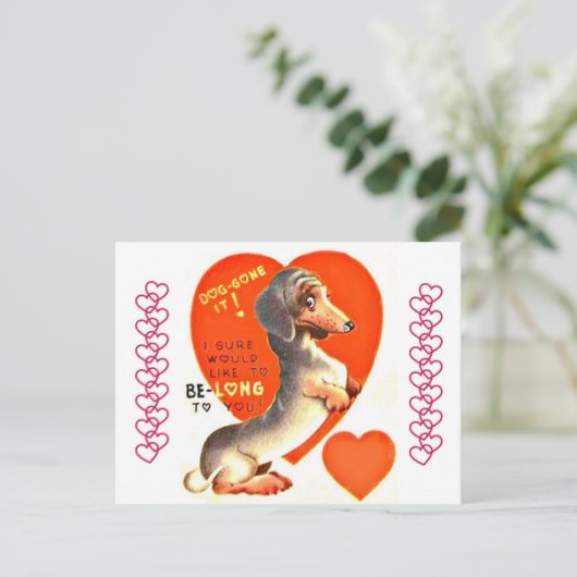 Cute  Dachshund Puppy Dog Valentijn Briefkaart (Staand voorkant)