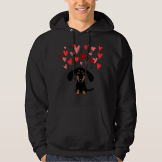 Cute Dachshund Puppy Dog with Valentine Hearts Cla Hoodie