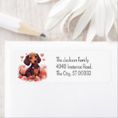 Cute Dachshund Puppy Kawaii Chibi Etiket (Insitu)