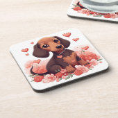Cute Dachshund Puppy Love Bier Onderzetter (Linkerzijde)