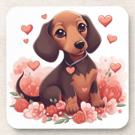 Cute Dachshund Puppy Love Bier Onderzetter