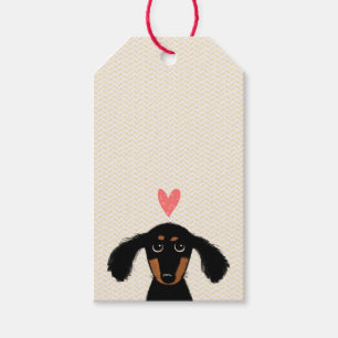 Cute Dachshund Puppy met hart en tekst Cadeaulabel