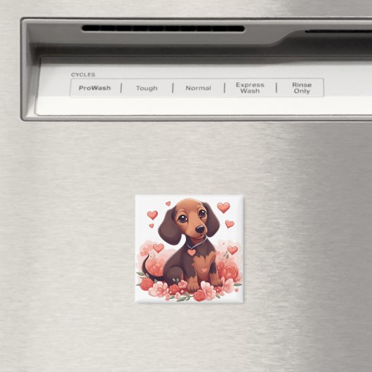 Cute Dachshund Puppy met hart Magneet (Insitu (Vaatwasser))